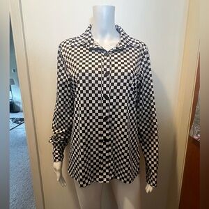 Moda International Vintage 80’s Black and White Checkered Button Down Shirt Ska